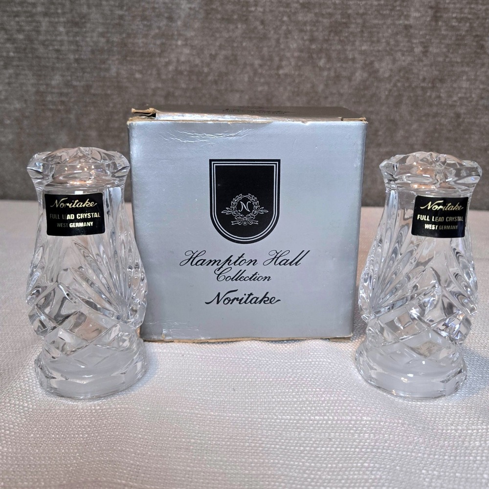 Noritake‎ Hampton Hall Full Lead Crystal Salt & Pepper Shakers West Germany